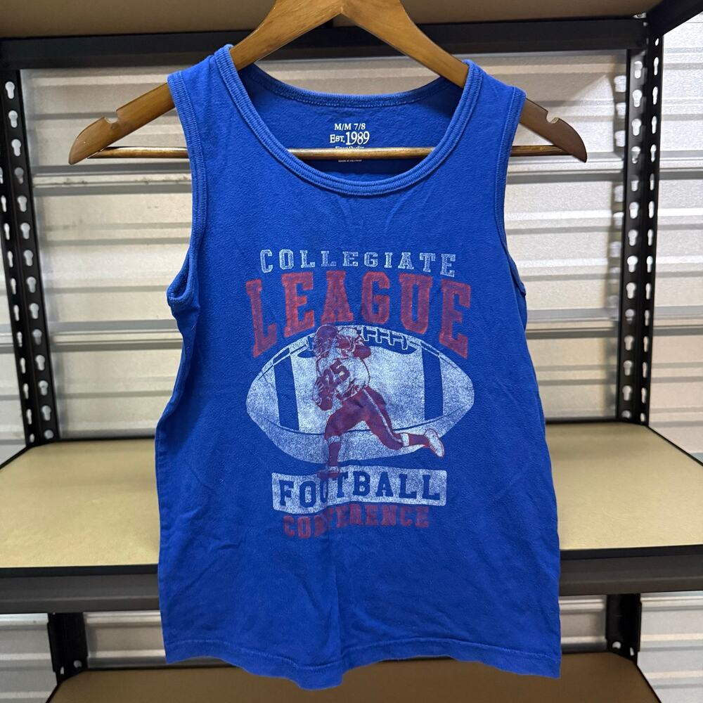 Childrens Place Collegiate Football Graphic Tank Top Blue Size M 7/8 Boys